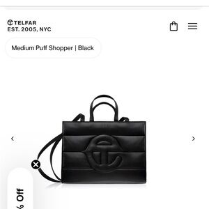 Telfar Black Medium Puff Shopper
